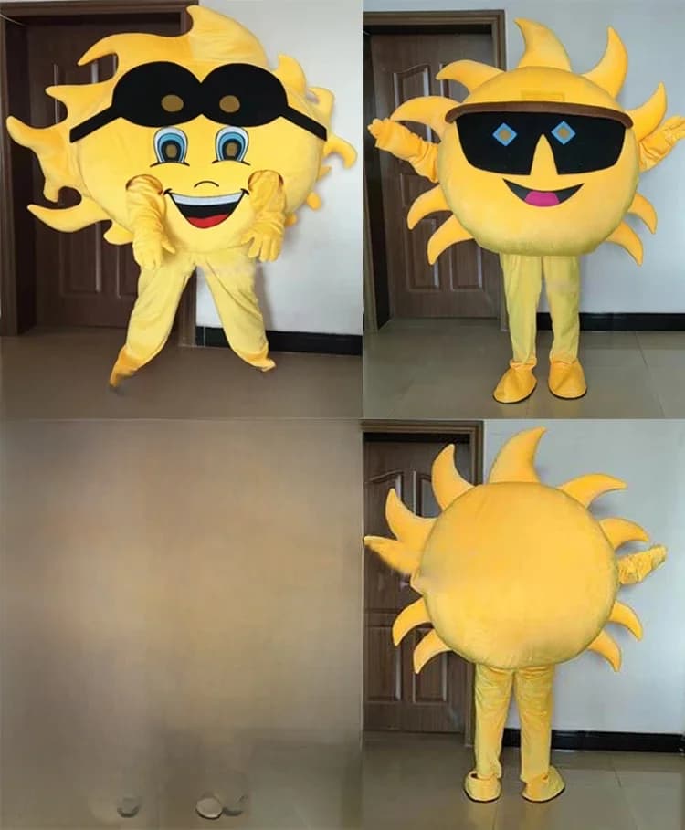Nieuwe volwassen schattige zonnebloem zon cartoon mascotte kostuum pluche kerst themafeest prestaties halloween cosplay kostuum