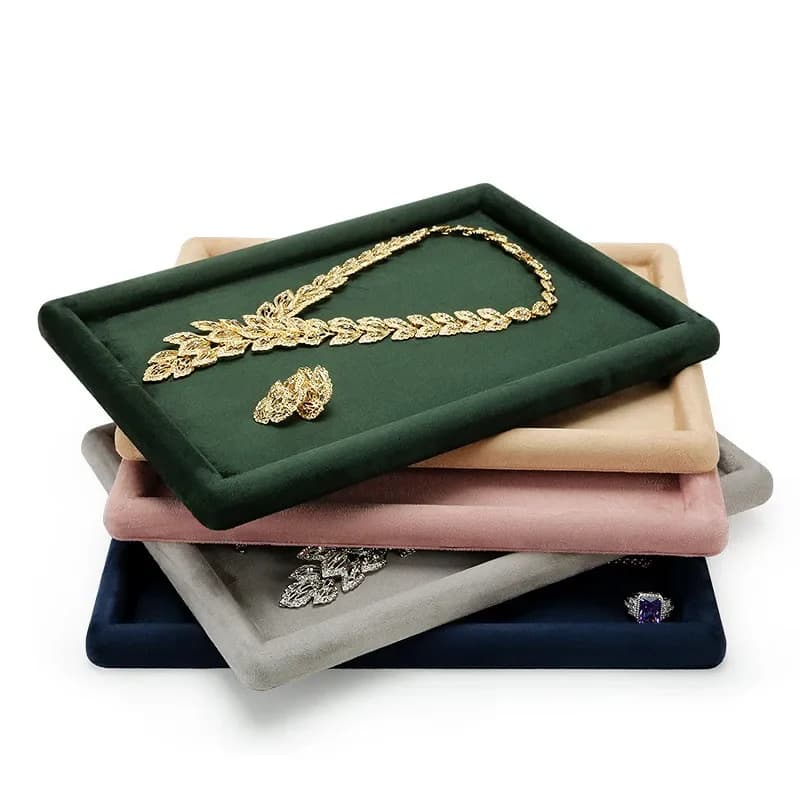 Sieradenbakje Show Stand Shop Organizer voor ketting Armband Lange ketting Fluweel Effen kleur Sieraden Displaybakje