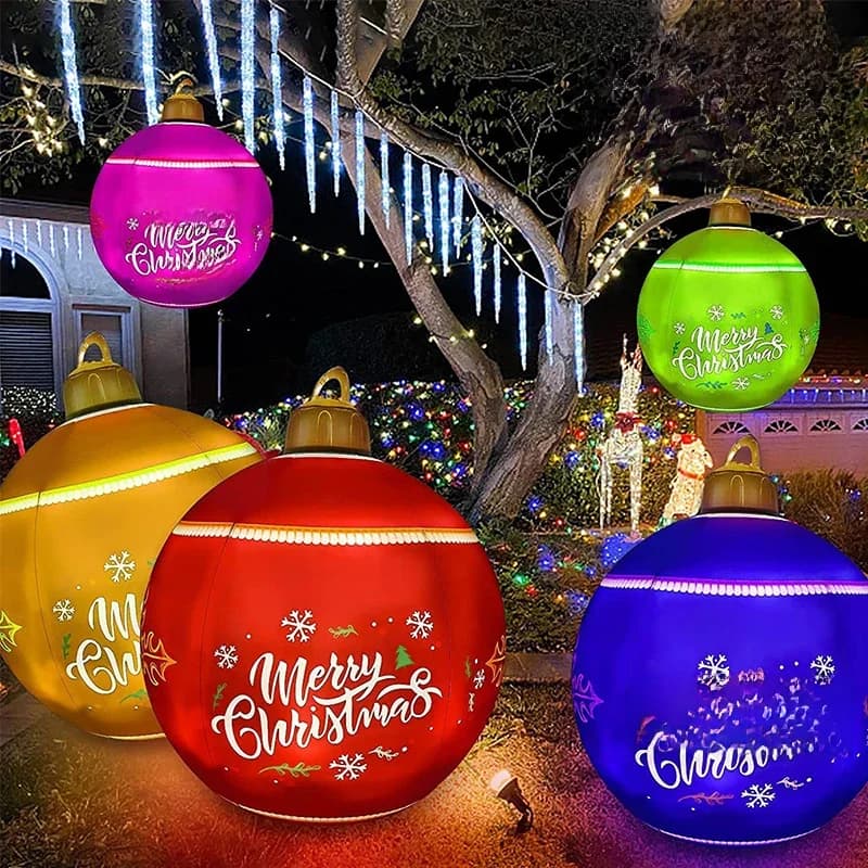 60CM LED-licht kerstbal buiten kerst opblaasbare versierde bal gemaakt PVC gigantisch geen licht grote ballen boomversieringen