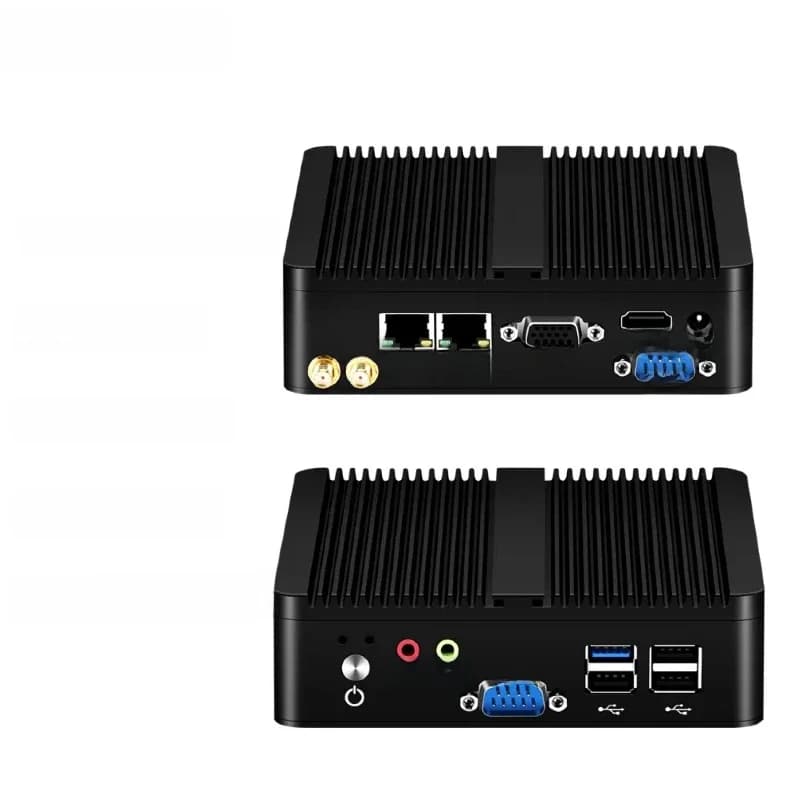 Intel Celeron J6412 N2930 J1900 Mini PC met 2xGigabit LAN, 1xUSB3.0, 3xUSB2.0, 2xRS232, ventilatorloze industriële computer, klaar voor Windows 10