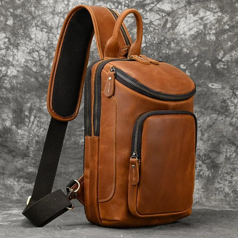 Luufan Lederen Borst Tassen Voor Mannen Fit Ipad Mini Schoudertassen Mannelijke Anti Diefstal Borst Pakken Usb Opladen Zomer sling Bag