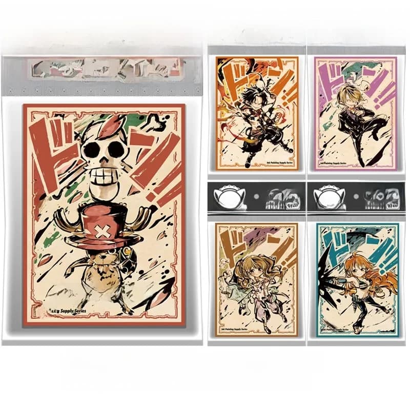 60 Stuks Originele DIY Anime Een Stuk Kaart Mouwen Chopper Ace Sanji Pudding Nami Figuren OPCG TCG Trading Cards Protector case