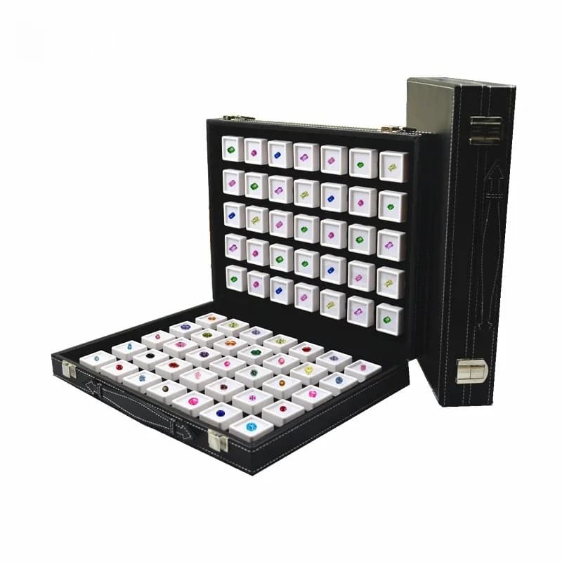 Roosters Sieraden Edelsteen Reizen Display Lederen Draagtas Show Case Losse Diamant Edelsteen Kralen Collectie Opbergdoos Glazen Top Deksel