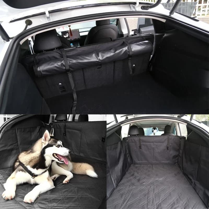 Auto Kofferbak Huisdier Mat voor Tesla Model Y LANCERING/Afscheider 2025, Hond Seat Cover Oxford Doek Huisdieren Seat Bed Protector Slijtvast