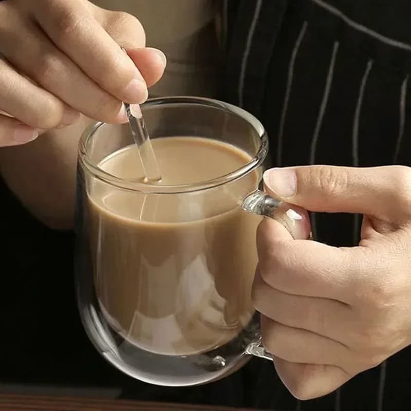 1-6PCS 80-450ML Hittebestendige Dubbelwandige Theeglazen Beker Bier Koffie Handgemaakte Creatieve Koude Drank transparante Drinkware Set