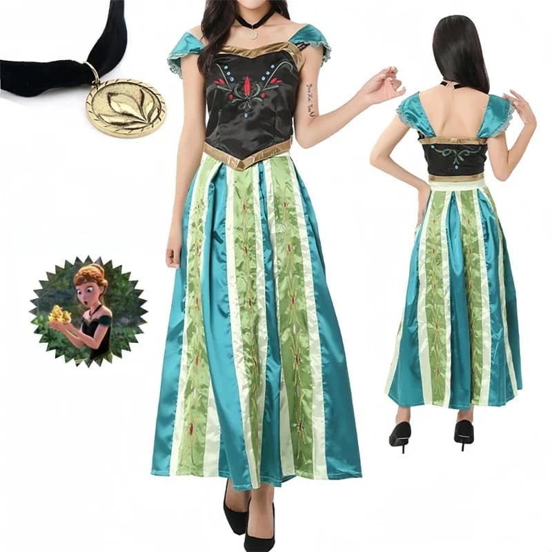 Vrouwen Prinses Anna Dress Kostuum Halloween Kerst Cosplay Fancy Dress Kroning