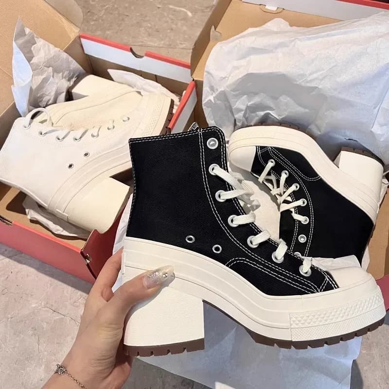 Vrouwen Platform Sneakers Luxe Merk Vrouwen Laarzen Mode Outdoor Skateboard Schoenen Vrouwen Hoge Top Canvas Sneaker Plus Maat 36-42