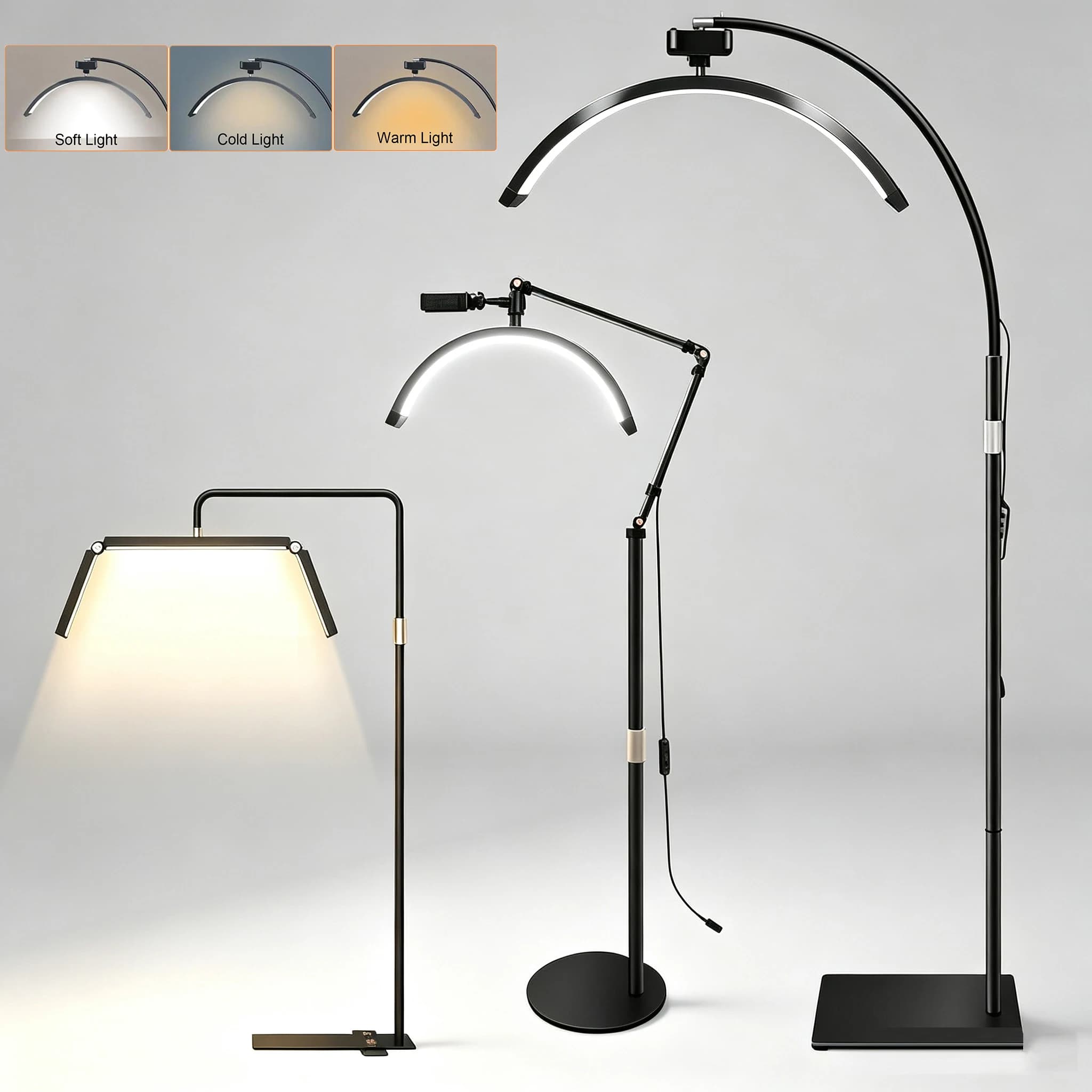 Draaibare wimperslampen halve maan licht 3000K-6000K LED maanlamp fotografie invullicht voor wimperextensions beauty vloerlampen