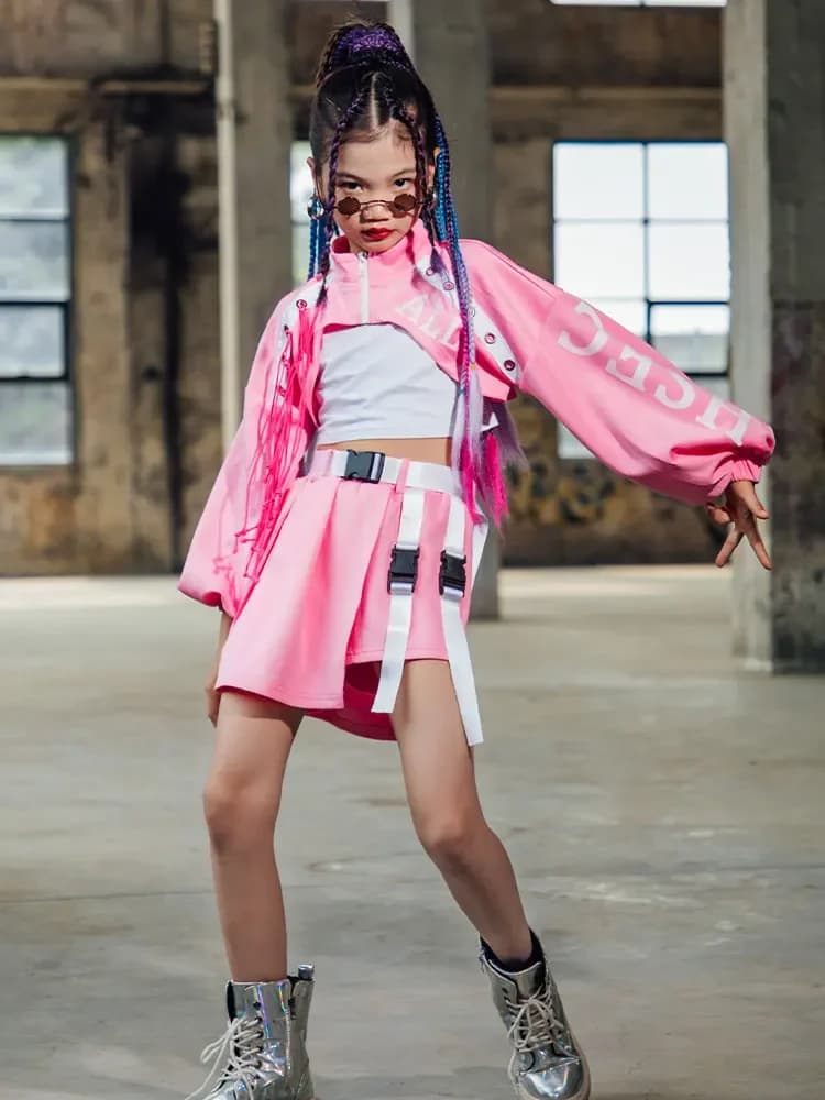 ZZL K-pop Stadium Modieuze outfit voor meisjes Jazzdansvoorstelling Pak Kinderen Hiphop Modekostuum Cool Runway-kleding voor kinderen