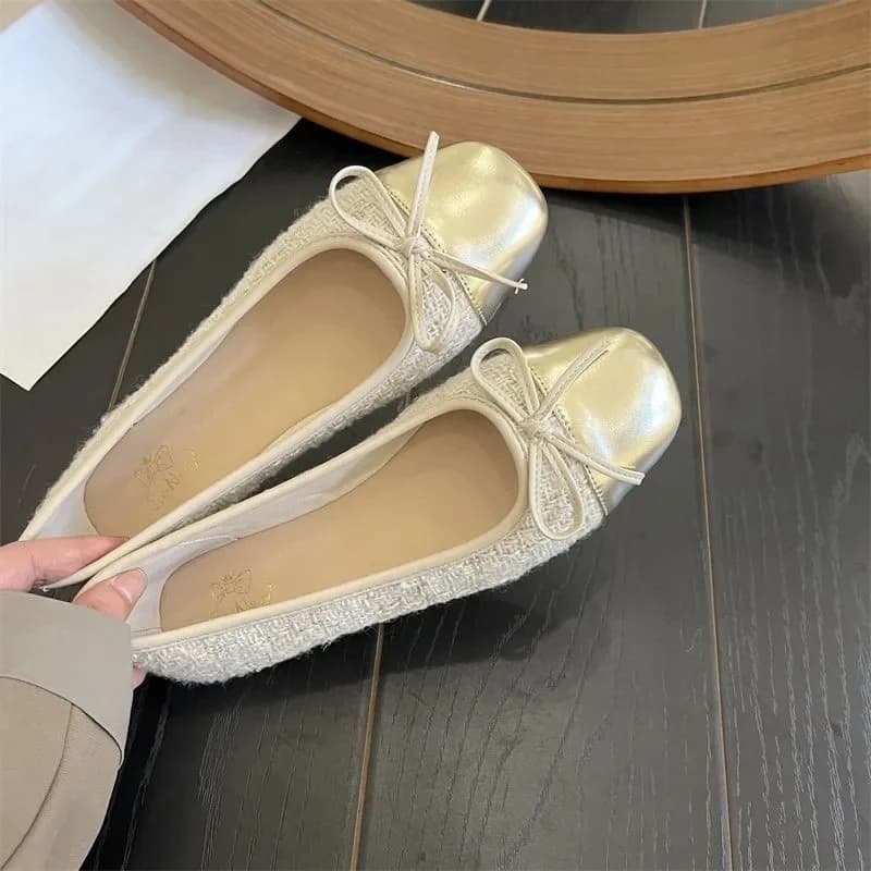 Damesschoenen Herfst Nieuwe Balletschoenen Leren Damesschoenen Met Ronde Kop Plat Casual Klassiek Ademende Stijl Dames Enkele Schoenen