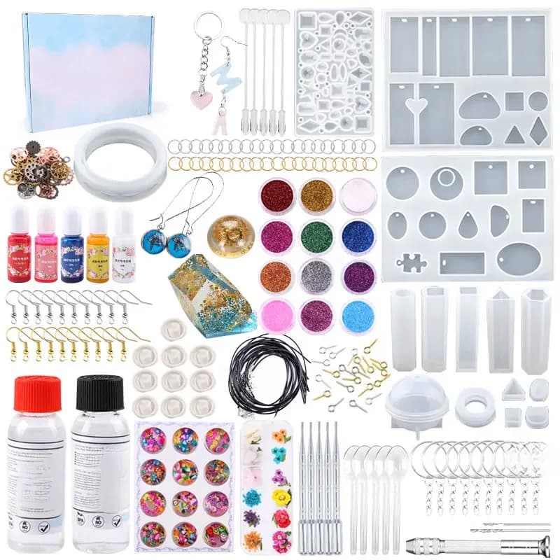 Transparante epoxyhars gietvormen Kit siliconen mal met epoxylijm voor oorbel sleutelhanger sieraden maken DIY Moule siliconen