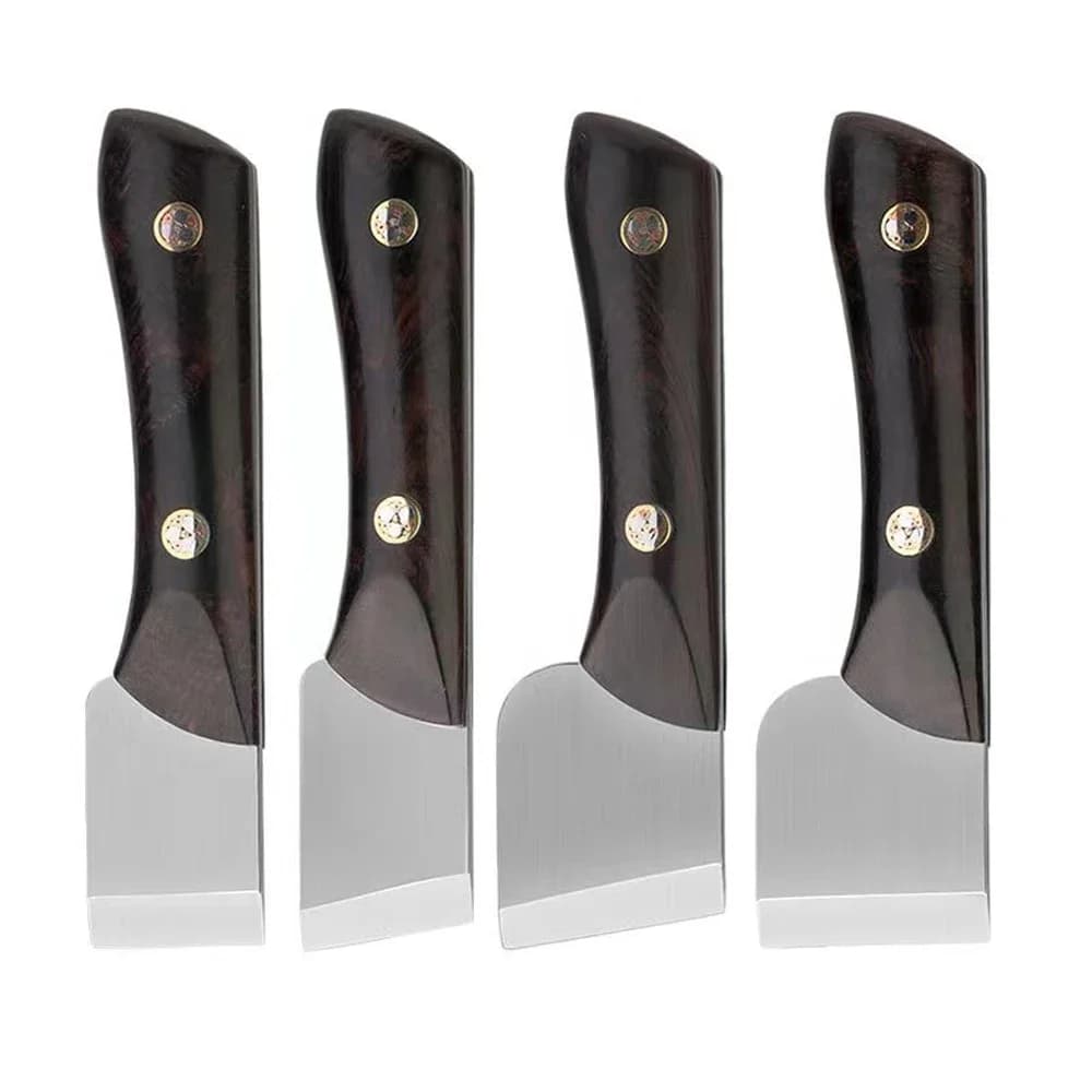 Lederen Snijmessen Platte Rand Schuine Kant Scheef D2 High-Speed Stalen Lederen Mes Met Ebbenhouten Handvat Voor Diy Lederkunst Snijden