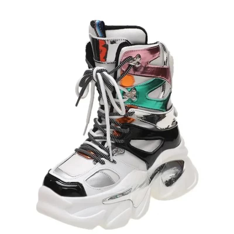 Ontwerpers Hoge Platform Schoenen Nieuwe Herfst Winter Vrouwen Enkellaars Wiggen Winter Casual Vader Sneakers Leather Chunky Laarzen Vrouw