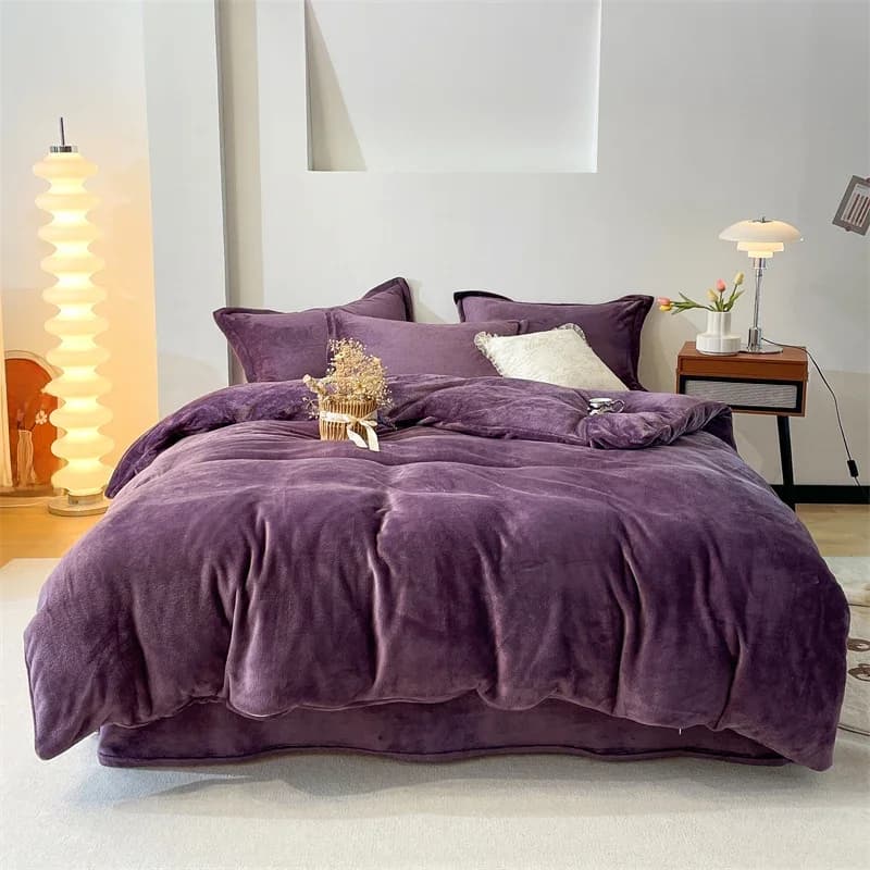 Winter Flanel Dekbedovertrek Solod Kleur Zacht Warm Dekbed Cover Gezellig Dik Dekbed Voor Volwassenen Kinderen Koningin Kingsize Beddengoed