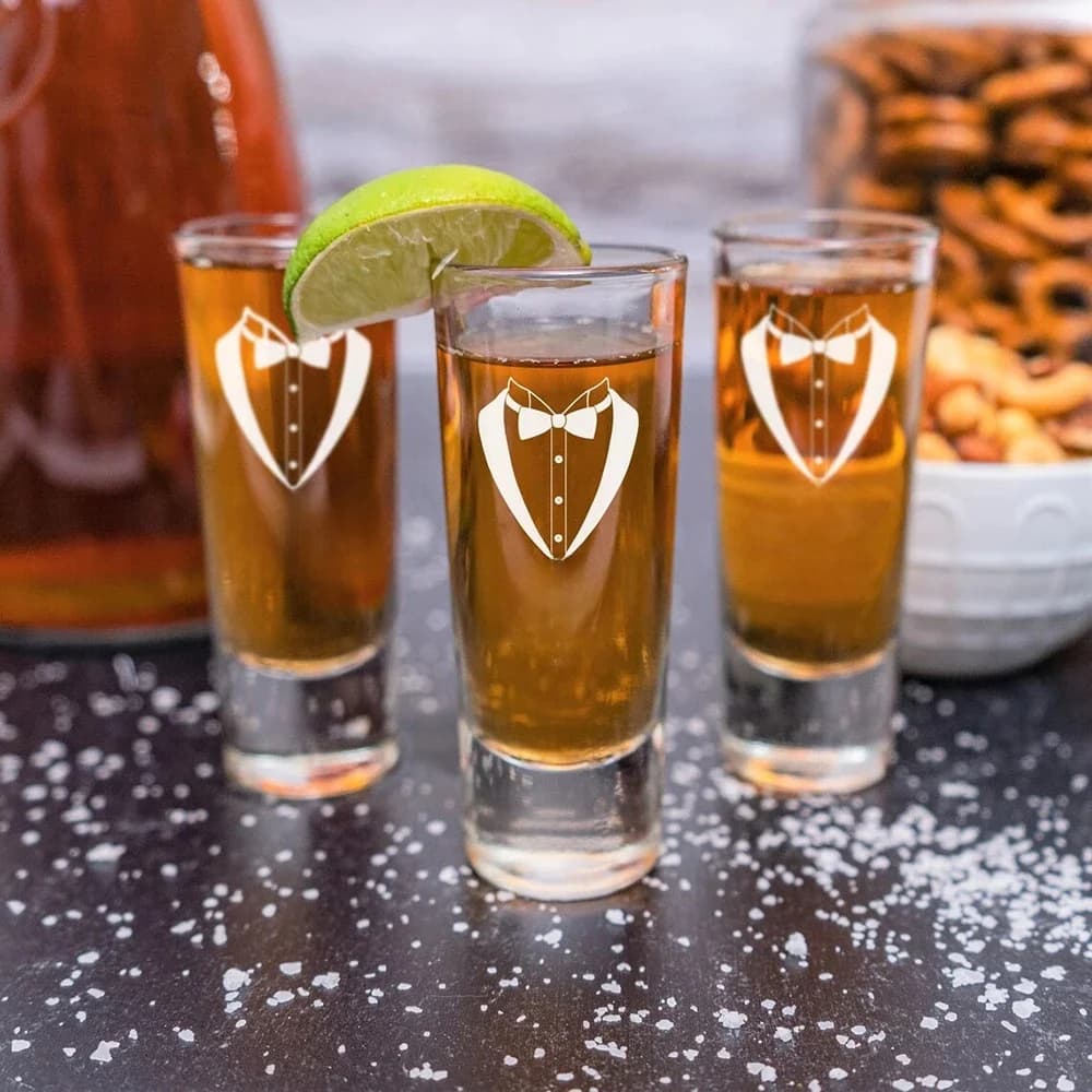 Gepersonaliseerde Borrelglaasjes Set Van 6 Bruiloftsfeest Beste Man Gegraveerd Tequila Shot Glas Unieke Boer Bruidsjonkers Monogram Cadeau