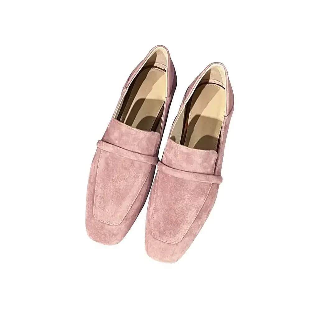 Vrouwen Flats Lente Herfst Muilezels Korea Stijl Eenvoudige Schoenen Maat 44 Koeienhuid Vierkante ToeSlip Op Loafers Vrouwen Schoen Zonder Hak 1 CM