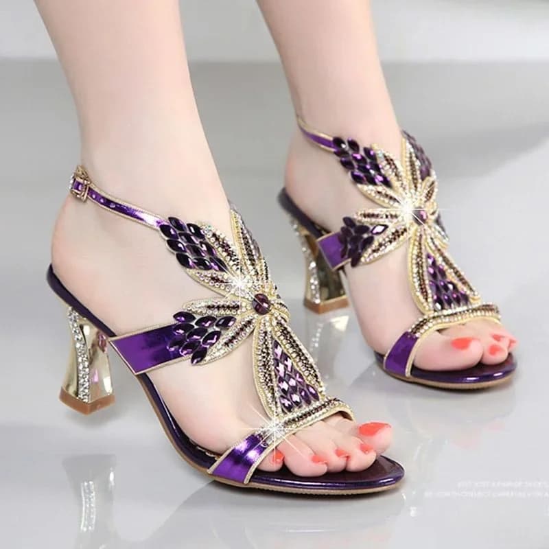 CINESSD Echt Leer Vrouwen Sandalen Pompen Zomer Strass Hoge Hak Vrouwen Bruiloft Pompen Schoenen Sexy Kristal Open Teen Sandalen