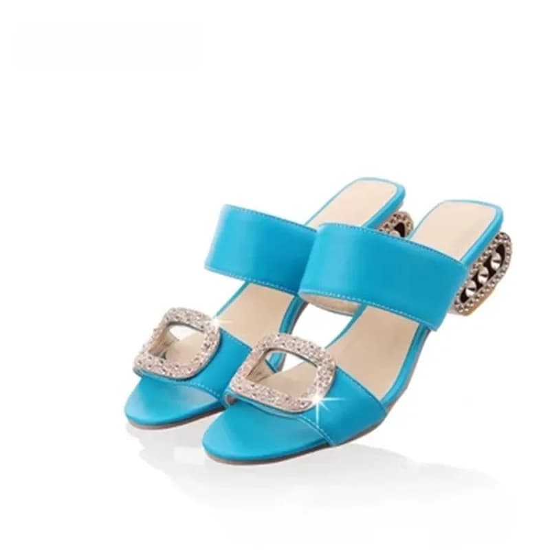 Vrouw Steentjes Brede Fit Schoenen 3-43 Lage Snijder Slides 2022 Nieuwkomers Merk Hoge Hak Slippers Zomer Gladde oranje Geel