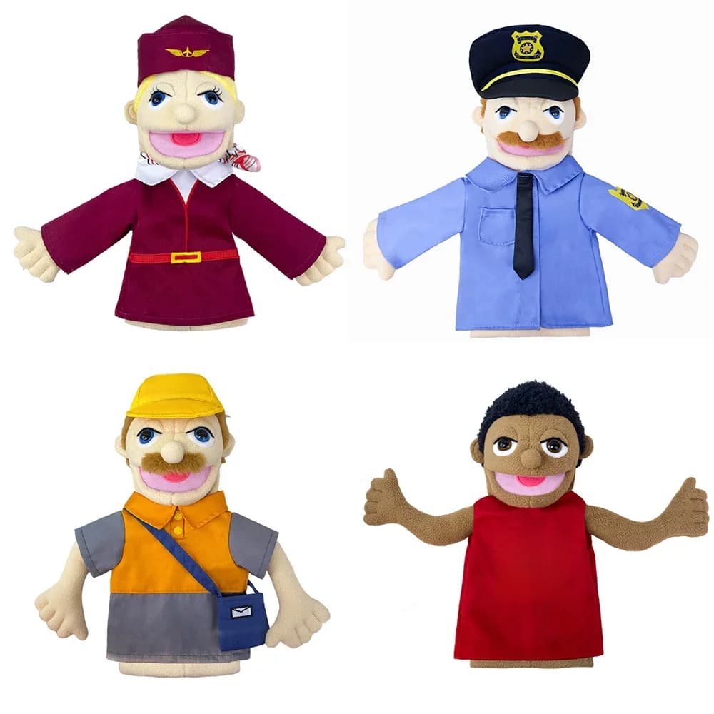 Beroep Zachte knuffelpop Artsen Politie Postbode Cospaly Pluche pop Educatief babyspeelgoed Kawaii Handvingerpop