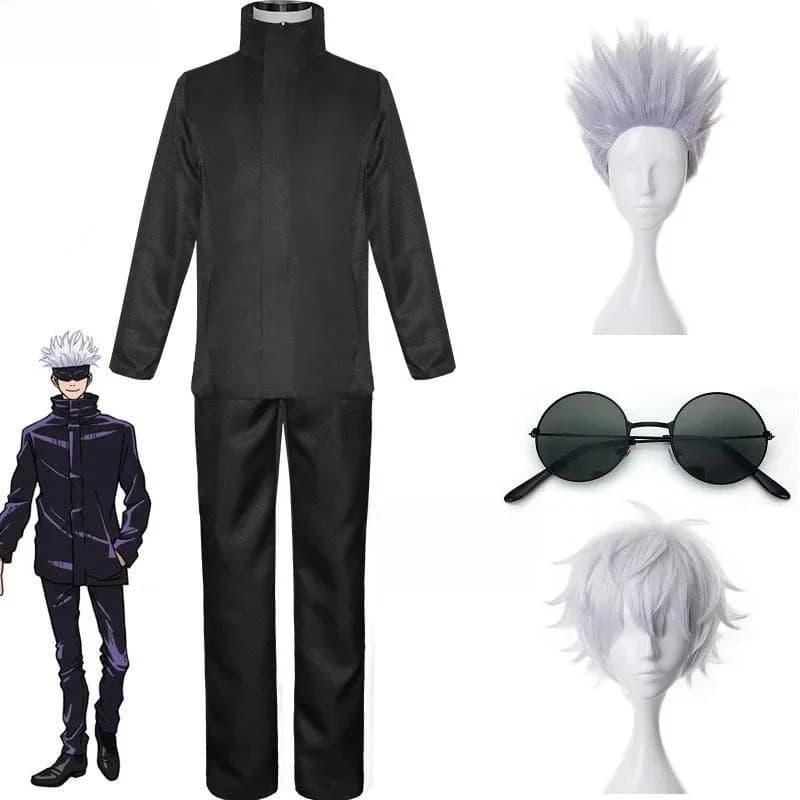110-3XL Zwart/Blauw Gojo Satoru Cosplay Kostuum Ooglapje Pruiken Bril Anime Halloween Party Unisex Uniformen