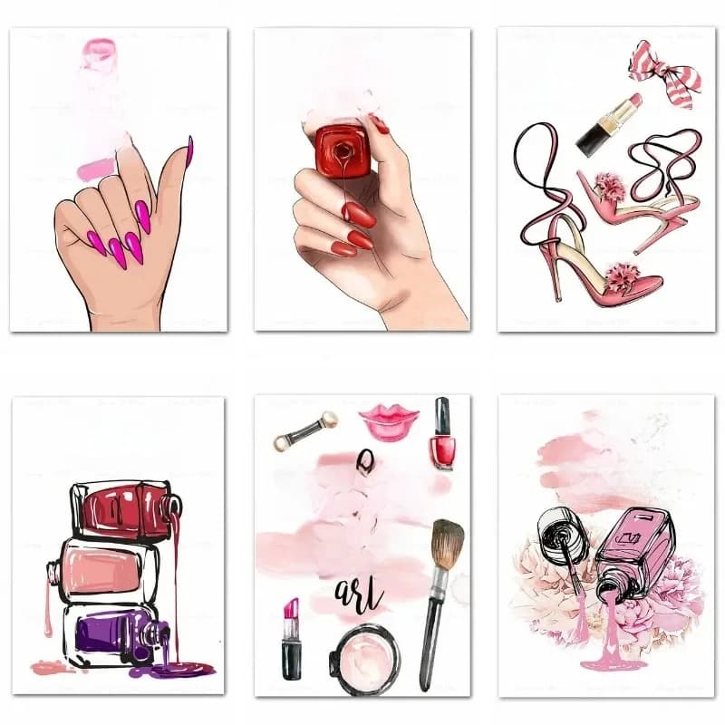 Nagellak lippenstift, diamant schilderij kits voor volwassenen, 5D DIY volledige boor edelstenen, schoonheidssalon meisje kamer decor, diamant Dotz