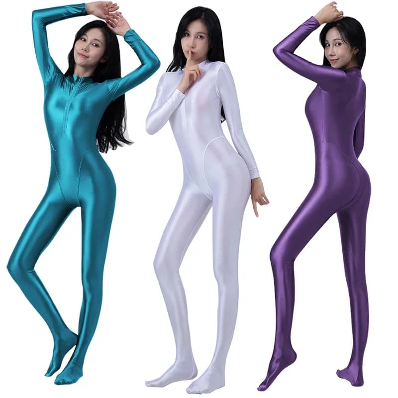 Sexy Rits Olie Panty Shiny Glad Een Stuk Badpak Vrouwen Yoga Playsuit Pakken Catsuits Bodysuit Wetsuit Plus Size mannen