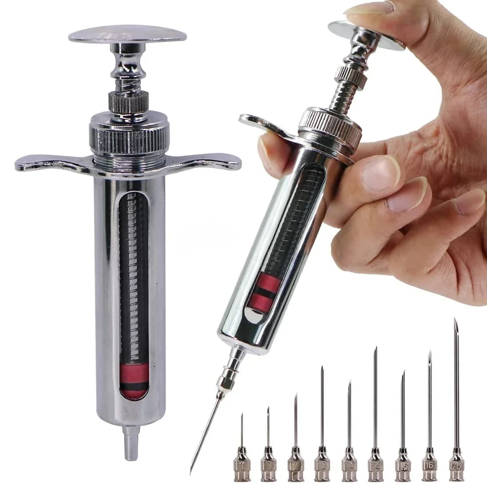 1 set 10-100 ml Veterinaire Tool Spuit Vaccin Injectie Verstelbare Dosis 304 Rvs Pinhead Doseren Vee Gevogelte