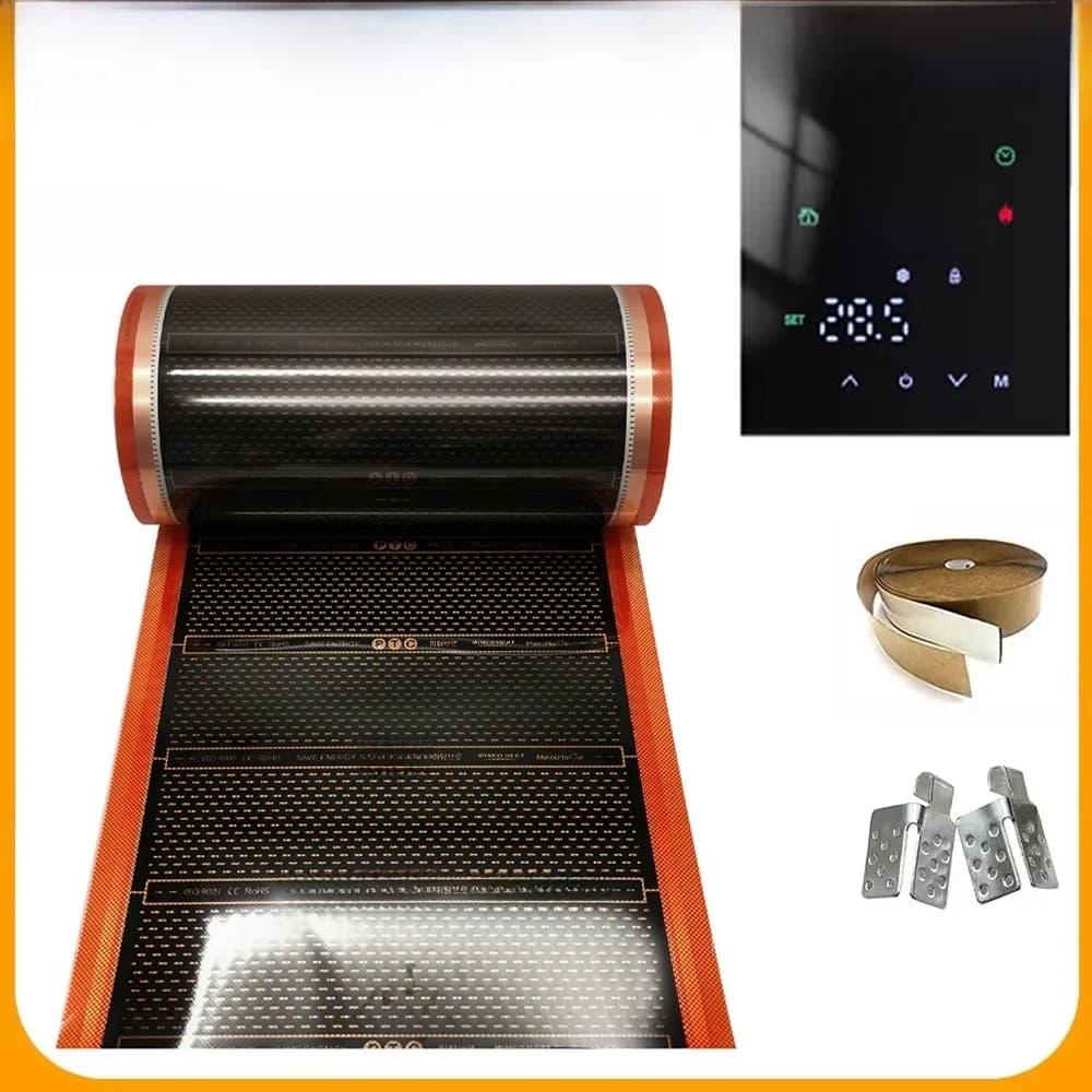 Infrarood grafeen vloerverwarming PTC verwarmingsfilm 1 ㎡   AC220V 240w/m2 sets met slimme WiFi-thermostaatclips Isolatiepasta's
