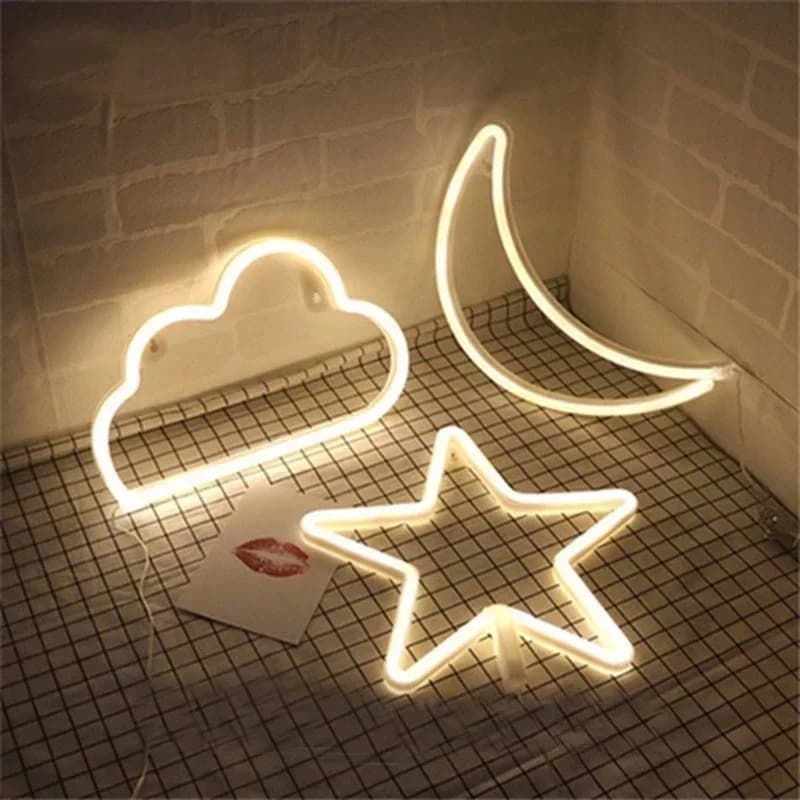 Kerst Led Neon Licht Teken Maan Ster Nacht Licht Kerstfeest Vakantie Kids Cadeaukamer Thuis Fariy Decoraties Neon Lamp