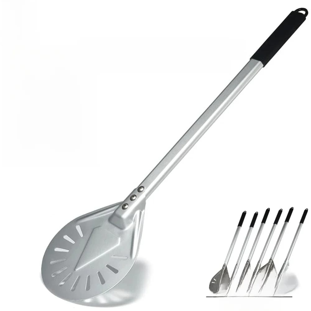 SHANGPEIXUAN Lange Steel 7/8/9 Inch Geperforeerde Pizza Draaischep Pizza Schep Aluminium Pizza Schep Antislip Handvat Pizza Gereedschap