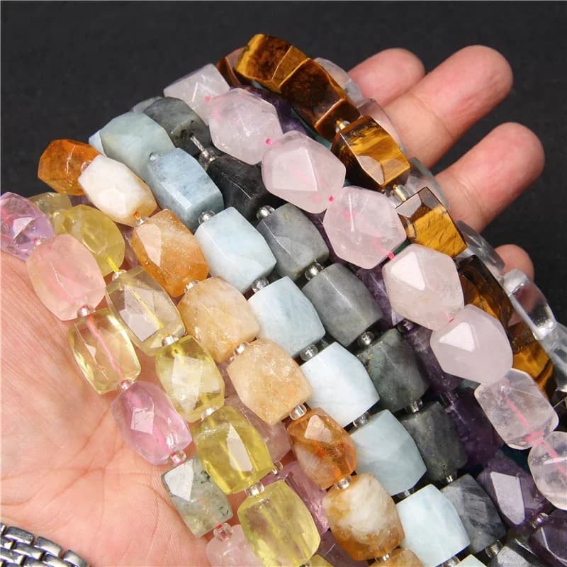 12X16Mm Natuursteen Labradoriet Tiger Eye Kralen Ruwe Quartz Crystal Losse Spacer Kralen Voor Handgemaakte Diy sieraden Maken