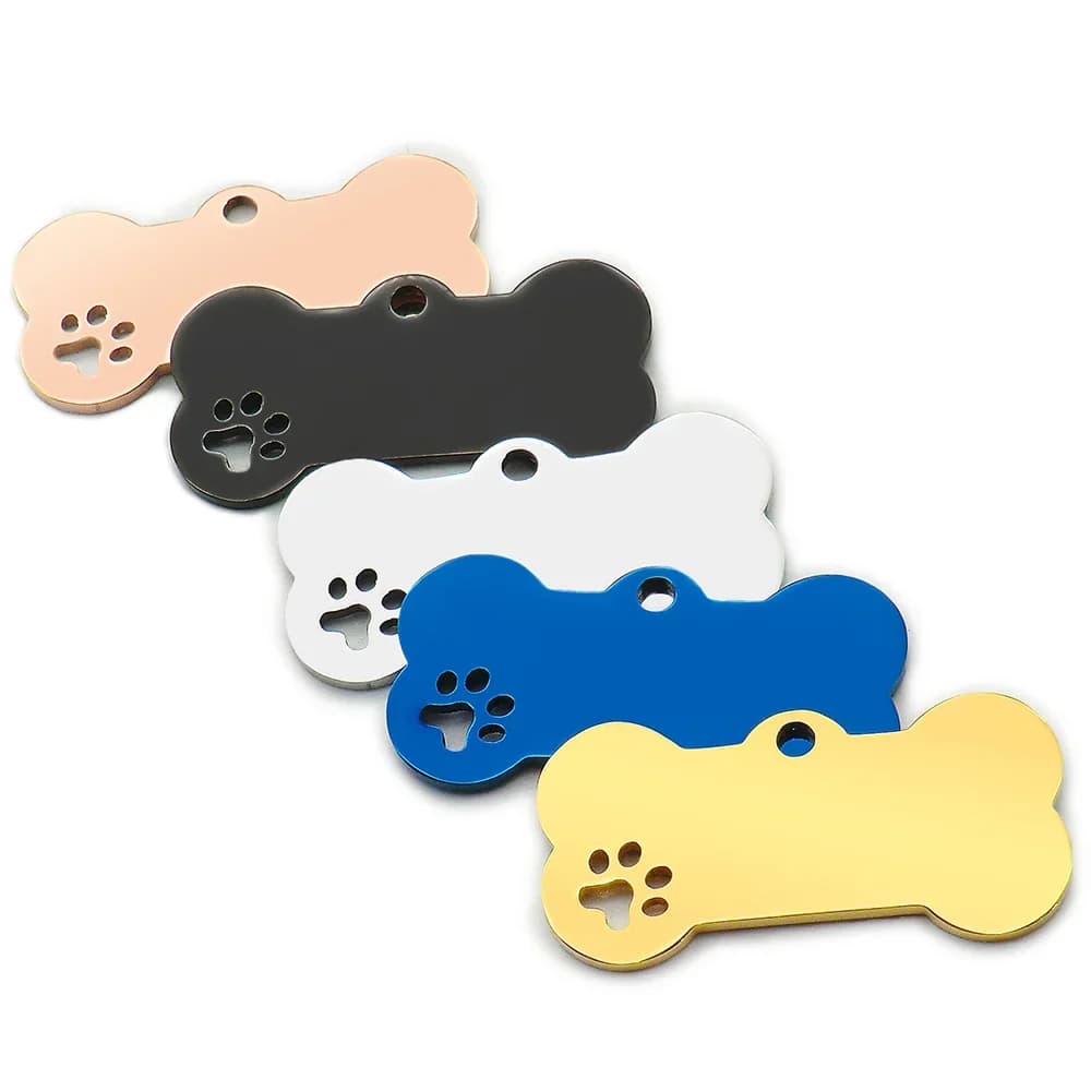 Groothandel 20 Stuks Gepersonaliseerde Kraag Roestvrij Bone Pet ID Tag Gegraveerde Pet ID Naam Puppy Dog Tag Hanger Bone Huisdier Accessoires