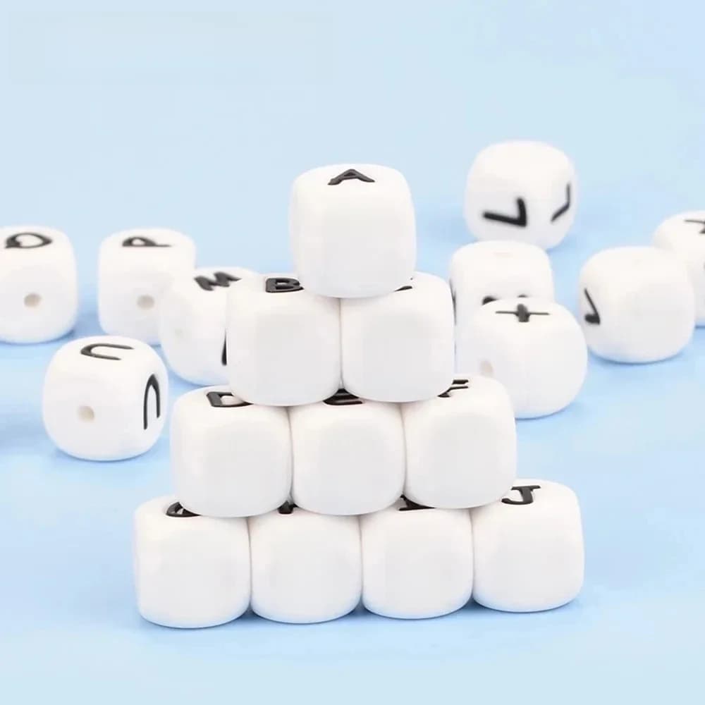 LOFCA 12mm 100 stuks Siliconen Letter Kralen Alfabet Tandjes Kralen Bijtring Engelse Letters Food Grade Baby Verpleging voor tandjes