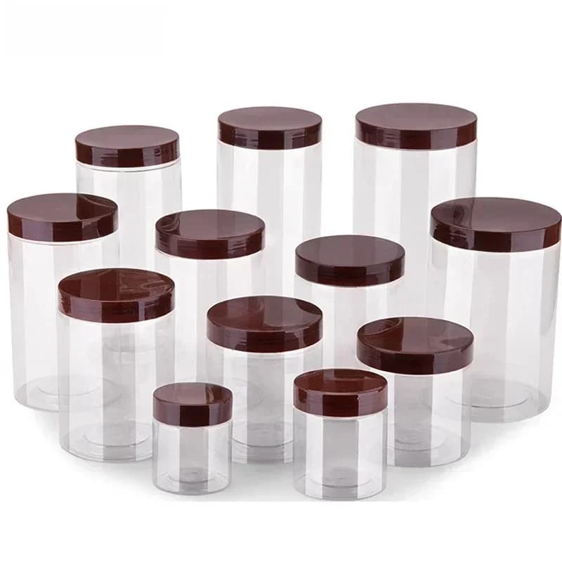 10 stuks voedselopslagpotten met koffiedeksel helder snoepkoekje verzegelde blikjes lege plastic graantank transparante keukencontainer