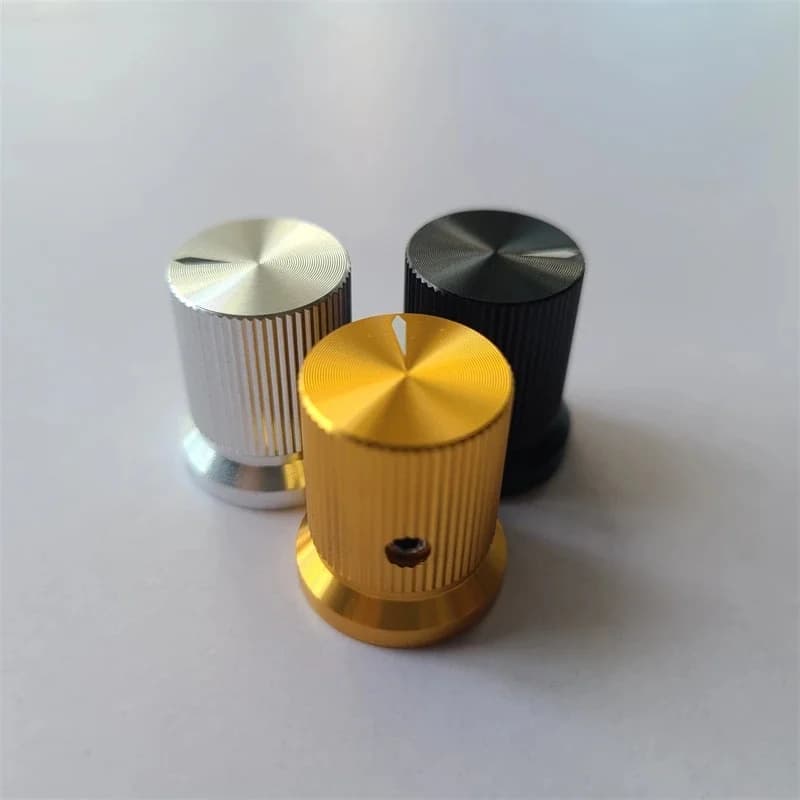 5pcs Aluminium Knop Strepen Effen Roterende Encoder Potentiometer Volume Schakelaar Knoppen Passen 17*20mm Versterker Controle knop