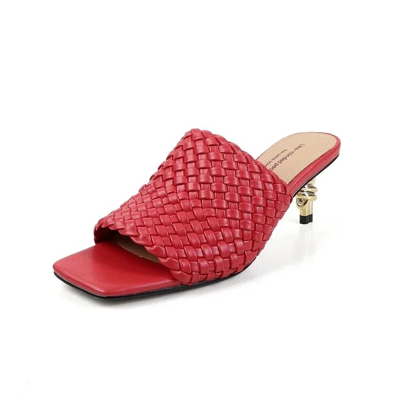 Zomer Sandalen Vrouwen Beknopte Stijl Slippers Weave Sandalen voor Meisjes Sexy Kitten Hak Elegante Jurk Party Bruiloft Sandalias