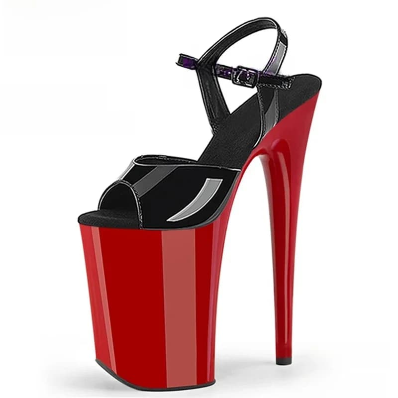 23 cm nachtclub paaldansschoenen één woord gesp super hoge hak model catwalk sexy open teen sandalen