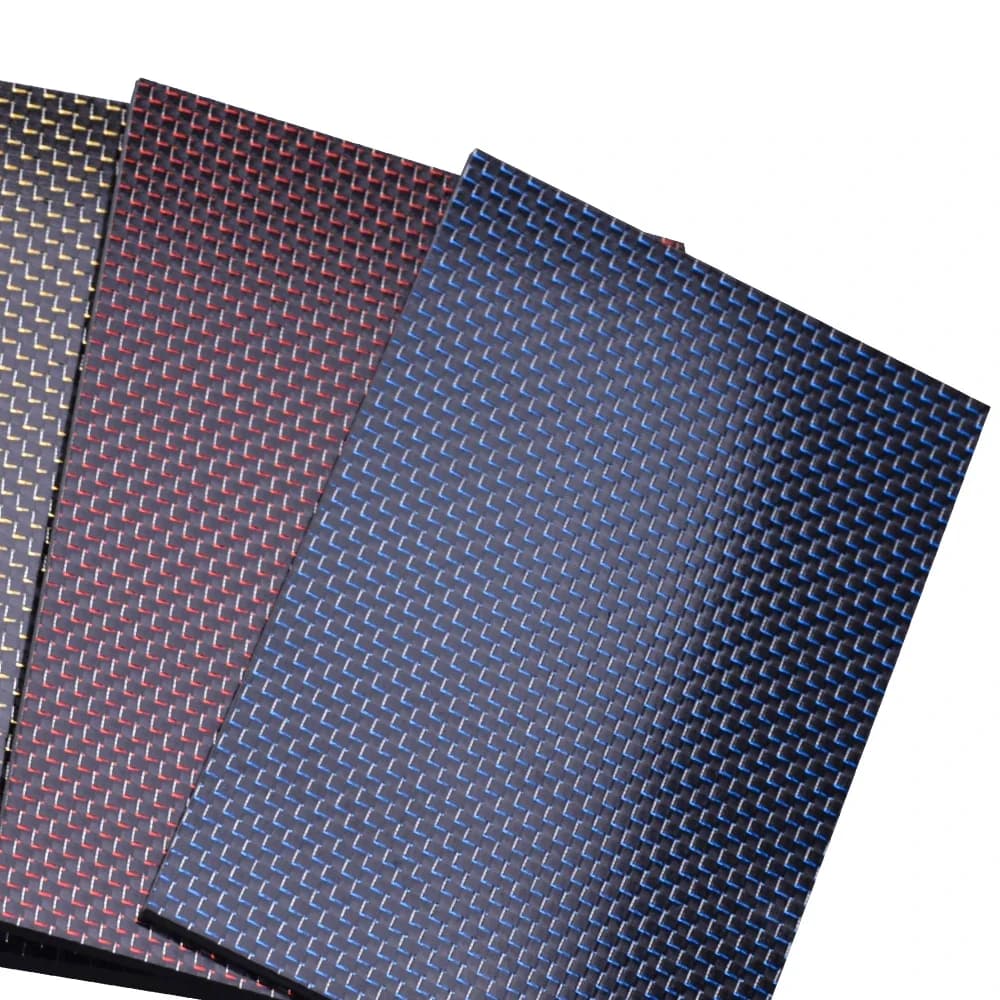 400X200Mm Hoge Kwaliteit Plain Glossy Matte Carbon Plaat Dikte 0.5-2.5Mm Goud Zilver Blauw rode 3K Kleur Koolstofvezel Plaat