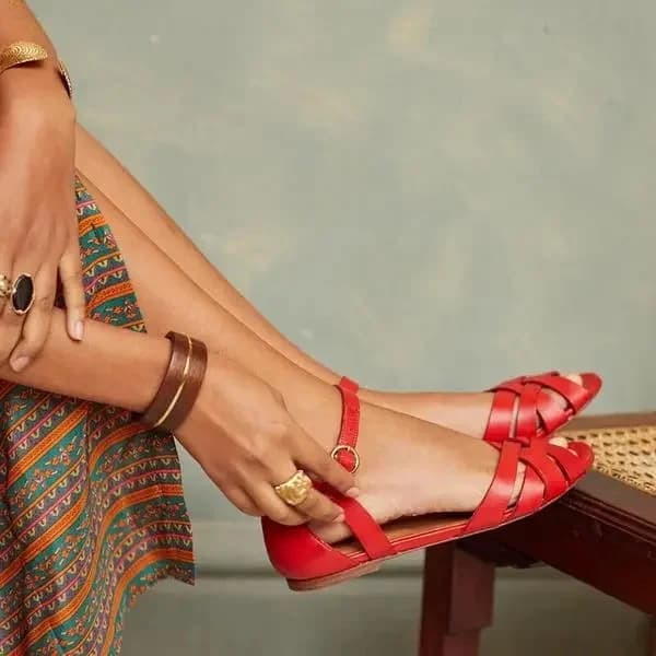 Damessandalen Romeinse enkelband Open teen sandalen Antislip flats Schoenen Nieuw 2025