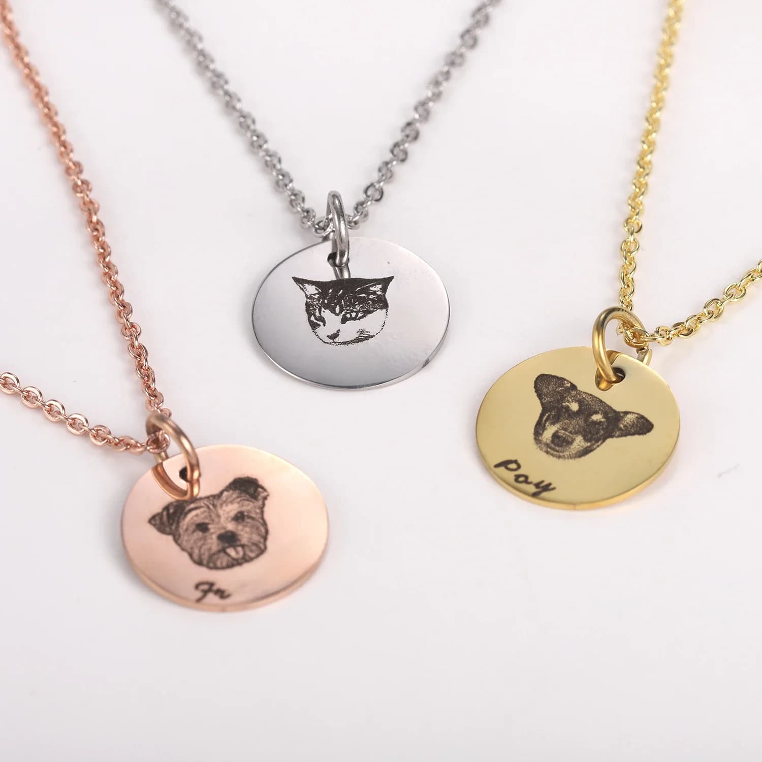 Gepersonaliseerde huisdier foto schijf ketting voor vrouwen kleine kat naam hanger kettingen aangepaste dier 316L roestvrijstalen sieraden moeder