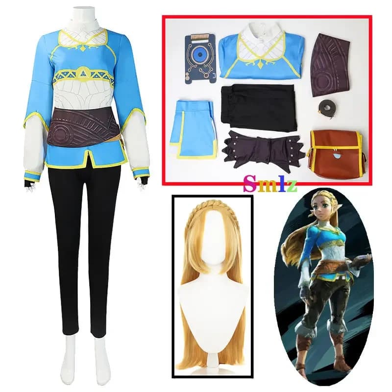 The Legend of Cosplay Anime Prinses Cosplay Breath of the Wild Pruik Kostuum Outfit Vrouw Halloween Kledingset