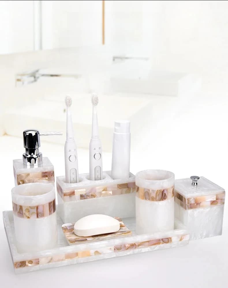 Tandenborstelset van natuurlijk hars, badkameraccessoires, toiletbeker, 5-delige set