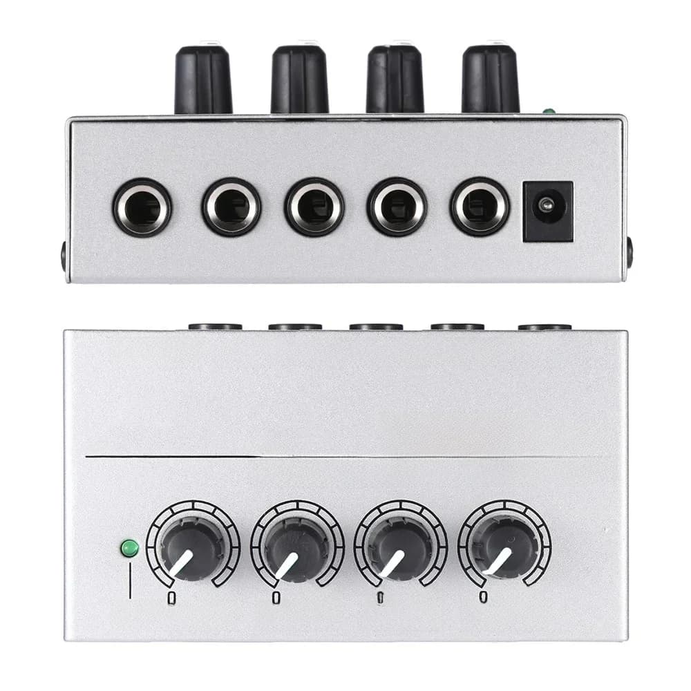 Mx400 Audio Mixer Hoofdtelefoon Versterker Ultra Compact Geluid Laag Geluid Met Power Adapter 4 Kanaals Dj Karaoke Hoofdtelefoon Versterker
