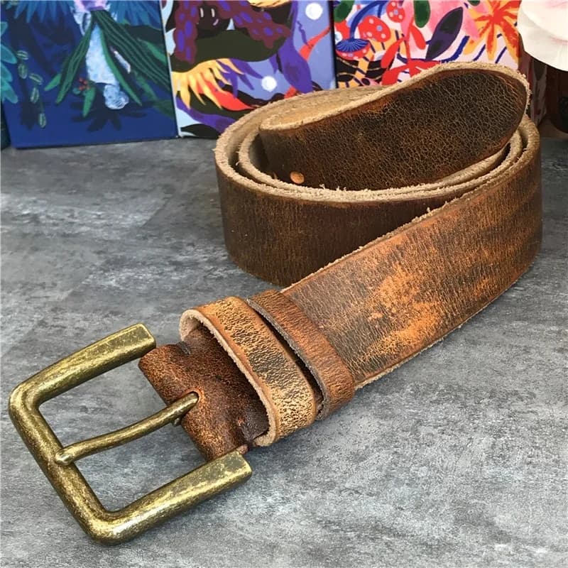 Retro 4.3 CM Pin Gesp Luxe Dikke Riemen Mannen Lederen Vintage Gele Riem Mannen Brede Jeans Ceinture Zwarte Taille riem MBT0019