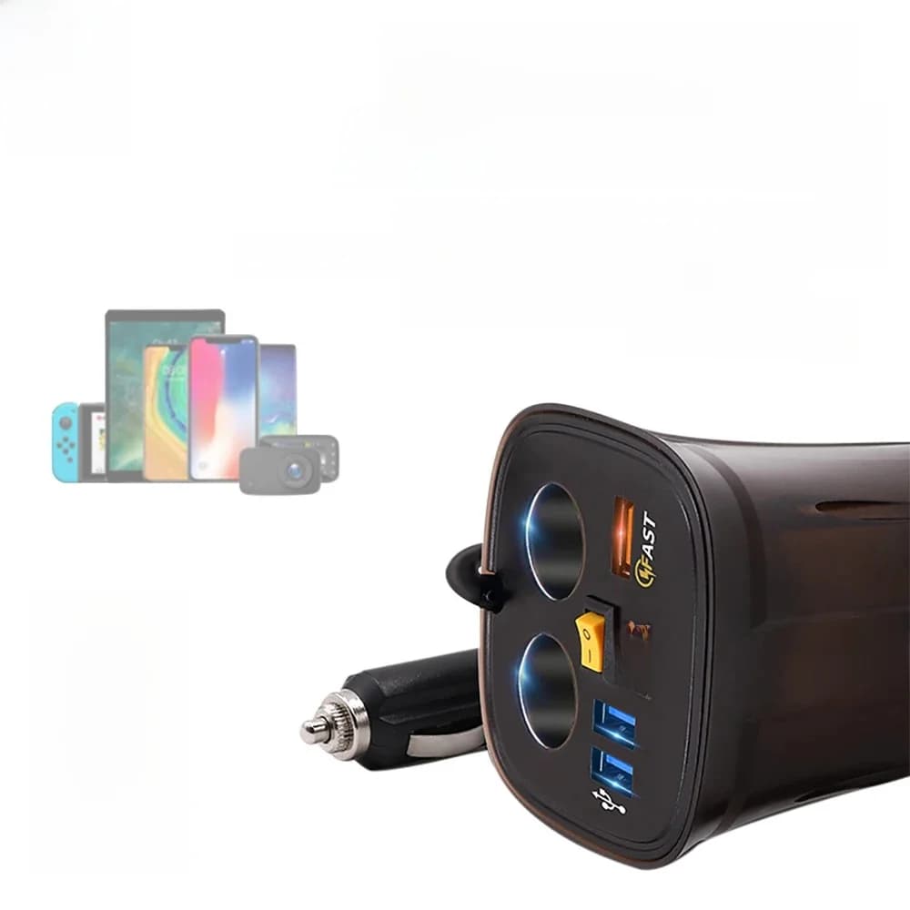 Snelle Qc3.0 Usb Cup Houder Autolader Adapter Sigarettenaansteker Voltmeter 12V Socket Display Temperatuur Waterdichte Stroomschakelaar