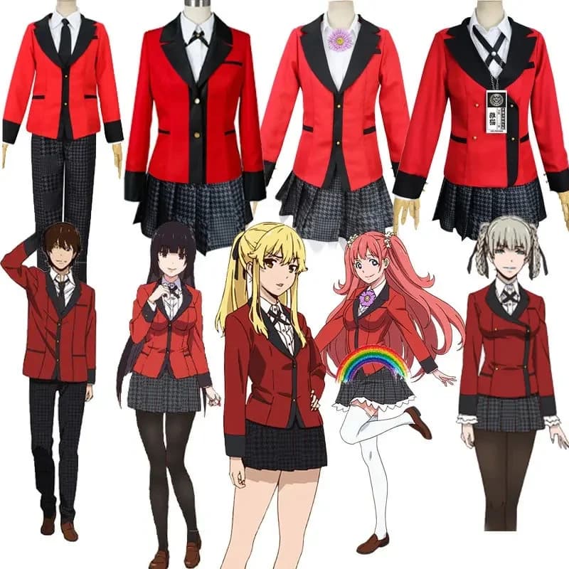 Anime Kakegurui Cosplay Kostuum Jabami Yumeko Cosplay Kostuum Japanse Hoge Schooluniform Meisjes Kleding Vrouwen Past Pruiken