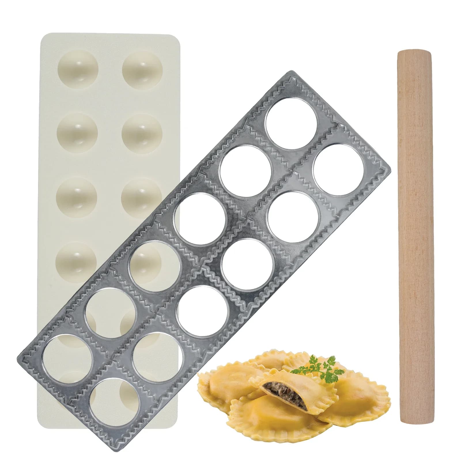 Ravioli Maker Druk 10/12 Gaten Ravioli Mold Lade Pelmeni Pasta Maker Keuken Aid Pasta Druk Cutter Tool Knoedel Schimmel set