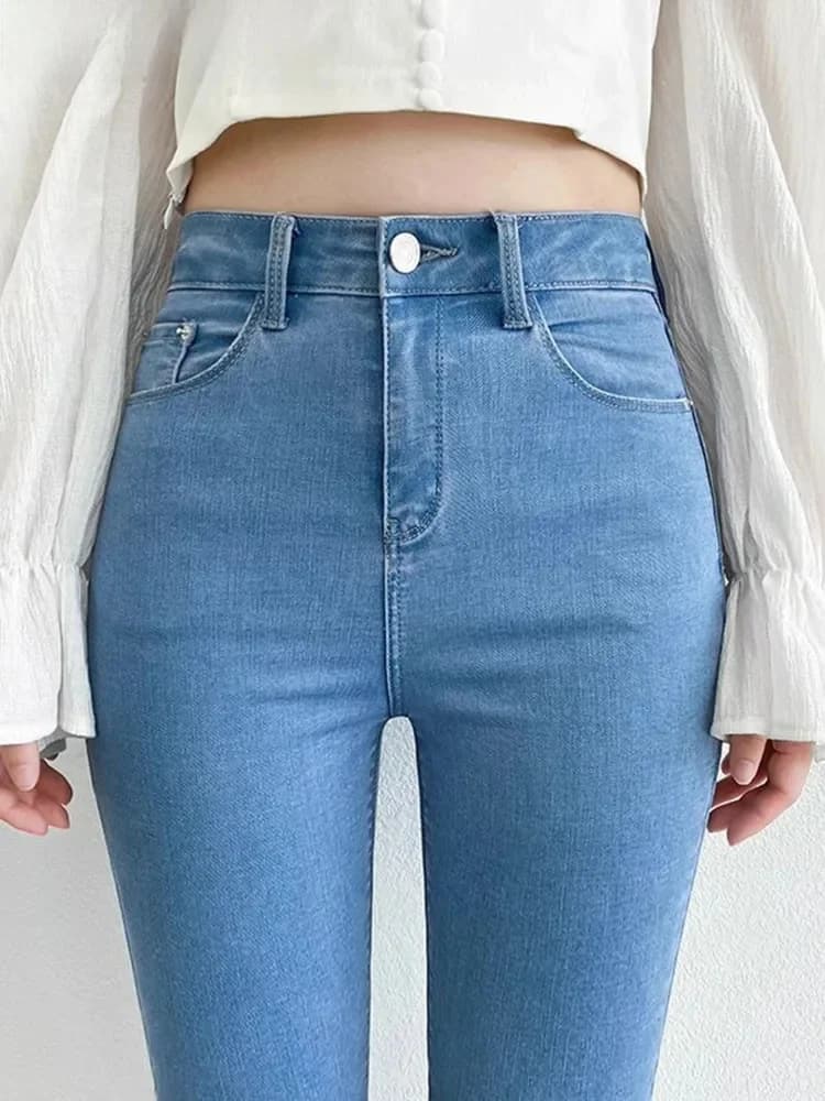 Vrouwen Skinny Stretch Potlood Jeans Vintage Oversize 100kg Hoge Taille Denim Broek Lente Herfst Koreaanse Mode Casual Kot Pantolon