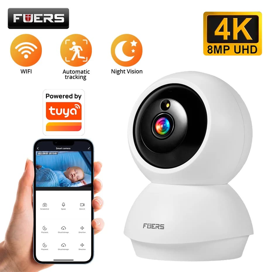 Fuers 3MP WiFi-camera Tuya Smart Home Draadloze IP-bewakingscamera AI detecteert automatische trackingbeveiliging babyfoon