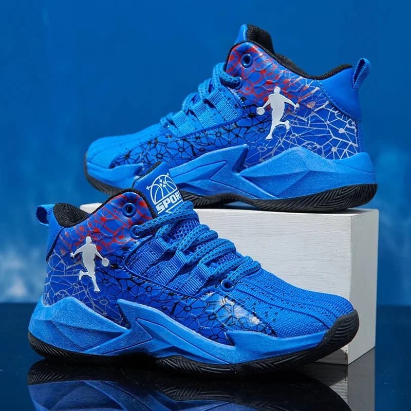 Basketbalschoenen voor kinderen Antislip ademende basketbaltrainingssneakers Veterschoenen Jongens Meisjes basketballaarzen Sportschoenen